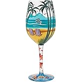 Enesco Lolita Designs Forever at the Beach Hand-Painted Artisan Wine Glass, 15 Ounce, Multicolor