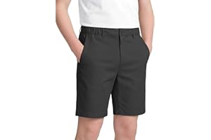 MIVEI Youth Boys' Golf Khaki Shorts Stretch Kids Uniform Performance Casual Dress Short Flat Front with Zipper Pocket