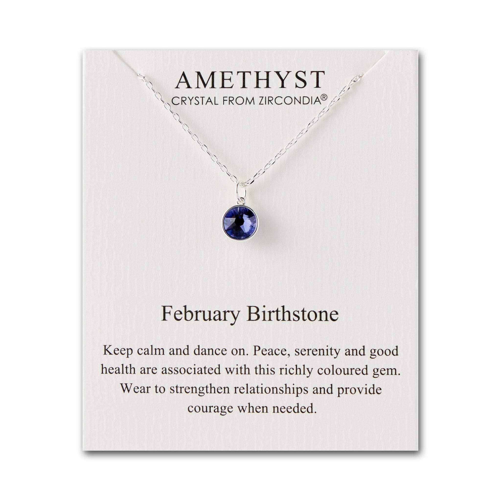 Philip Jones February (Amethyst) Birthstone Necklace Created with Zircondia® Crystals