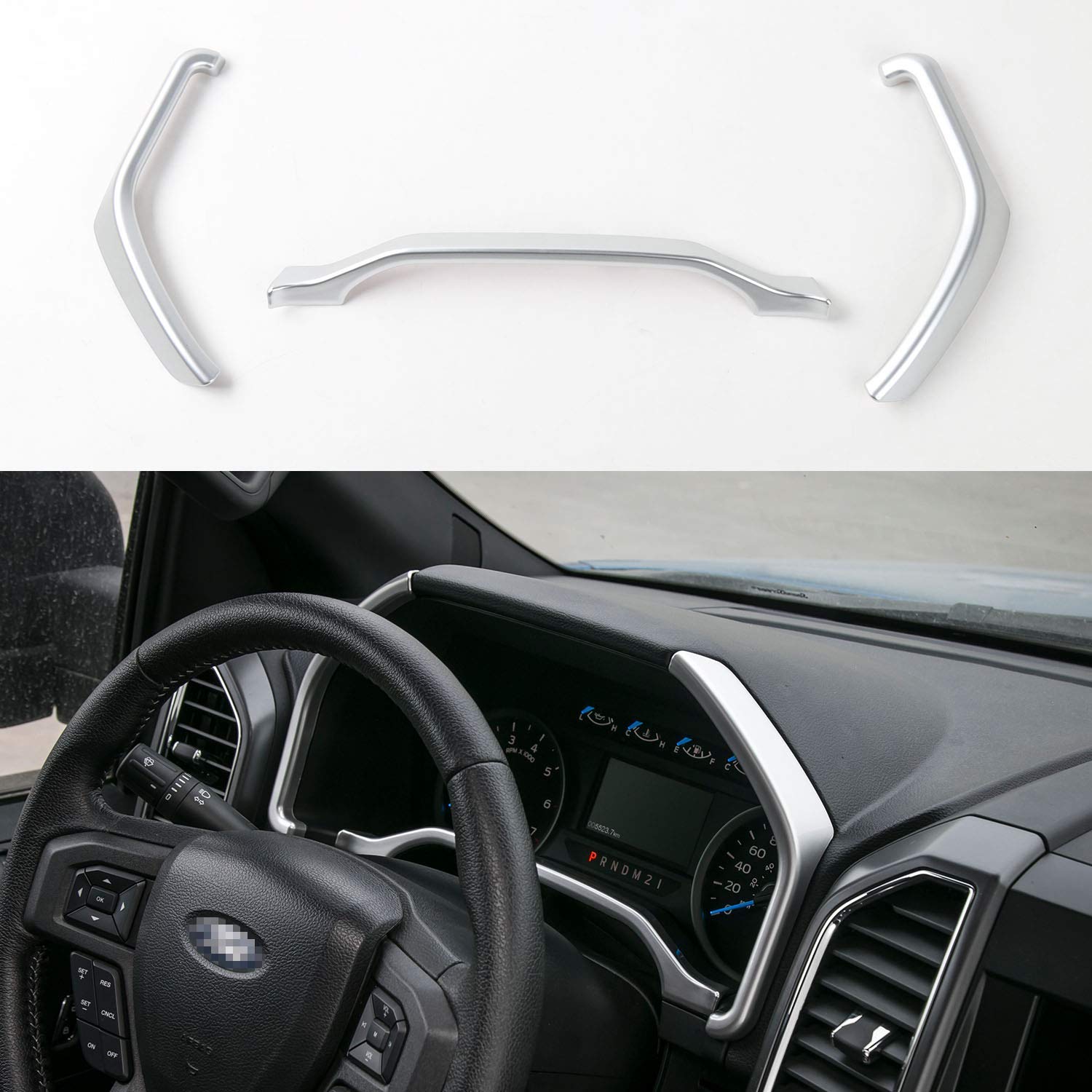 Voodonala Silver Dashboard Trim for 2015 2016 2017 2018 Ford F150 F250 F350 Super Duty