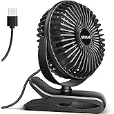 BESKAR Small Clip on Fan, 3 Speeds USB Fans with Strong Airflow, Clip & Desk Fans USB Plug in with Sturdy Clamp - Ultra Quiet operation for Office Dorm Bedroom Stroller