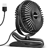 BESKAR Small Clip on Fan, 3 Speeds USB Fans with
