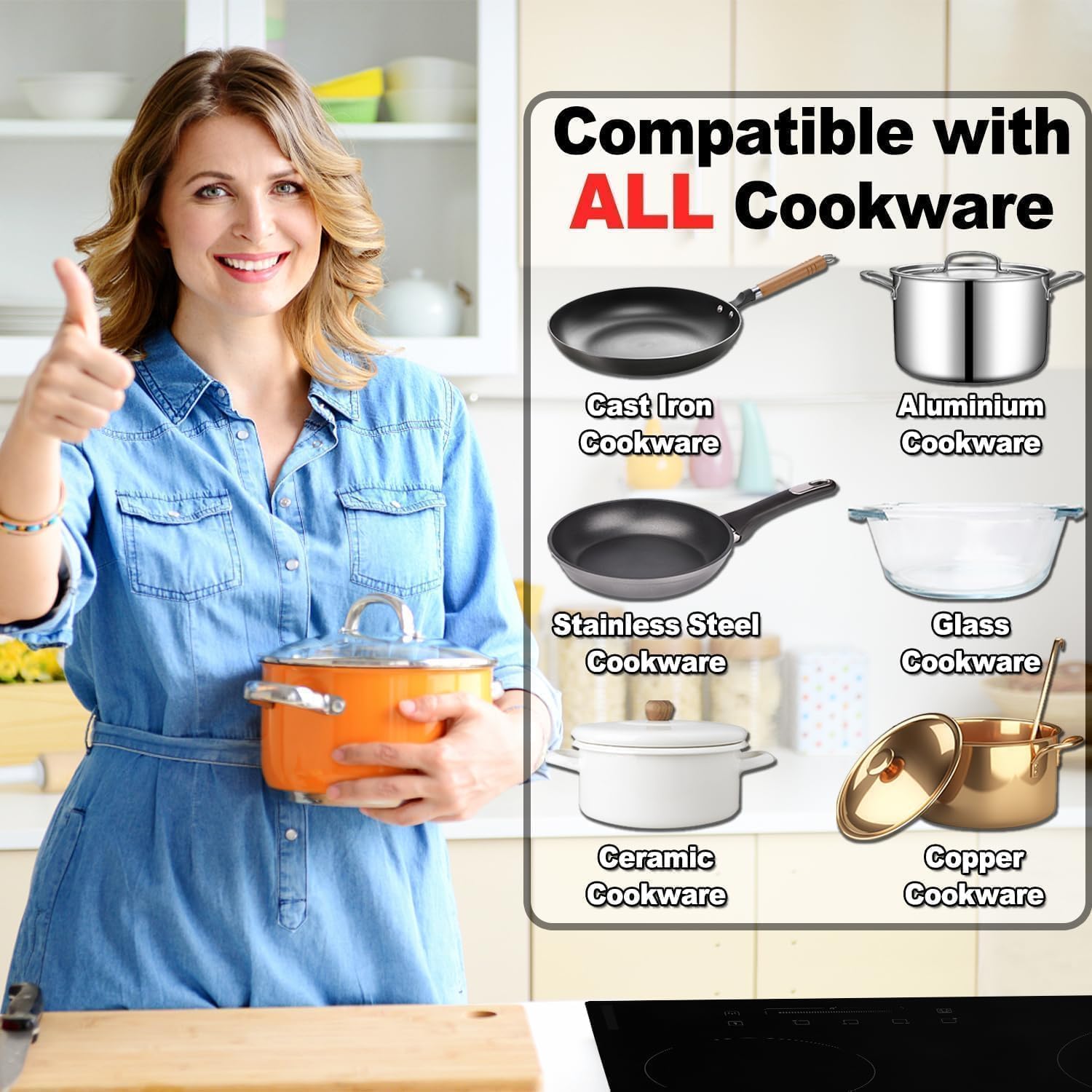 Weceleh 2 Burners Electric Cooktop, 12 inch Built-in 3200W Electric Stove Top, Ceramic Hob with Touch Control, Child Safety Lock, Overheat Protection, Timer, 9 Power Levels, Hard Wire for 220V~240V