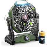 Outdoor Camping Fan with LED Lantern and Hook, Portable Fan Rechargeable, 10400mAh Battery Operated Powered Fan, Personal USB