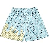 Rccdsew Boys Ice Cream Mesh Athletic Shorts Breathable Gym Baseball Shorts | Side Pockets, 100% Polyester Mesh, Lightweight Summer Shorts Blue, Sizes 5-14 Years