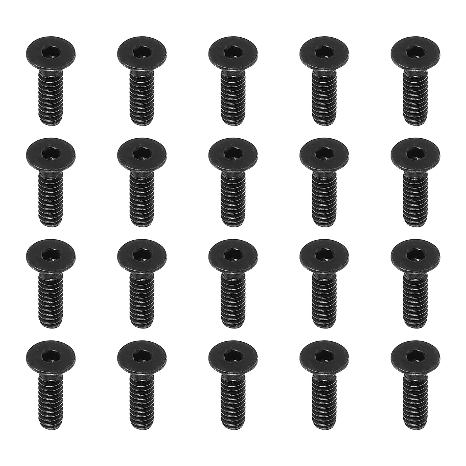 PATIKIL #6-32 x 1/2 Inch Flat Head Socket Cap Screws, 20 Pack Flat Countersunk Bolts Hex Socket Drive Machine Screws Full Thread Coarse Thread UNC Black Oxide Grade 10.9 — image 1