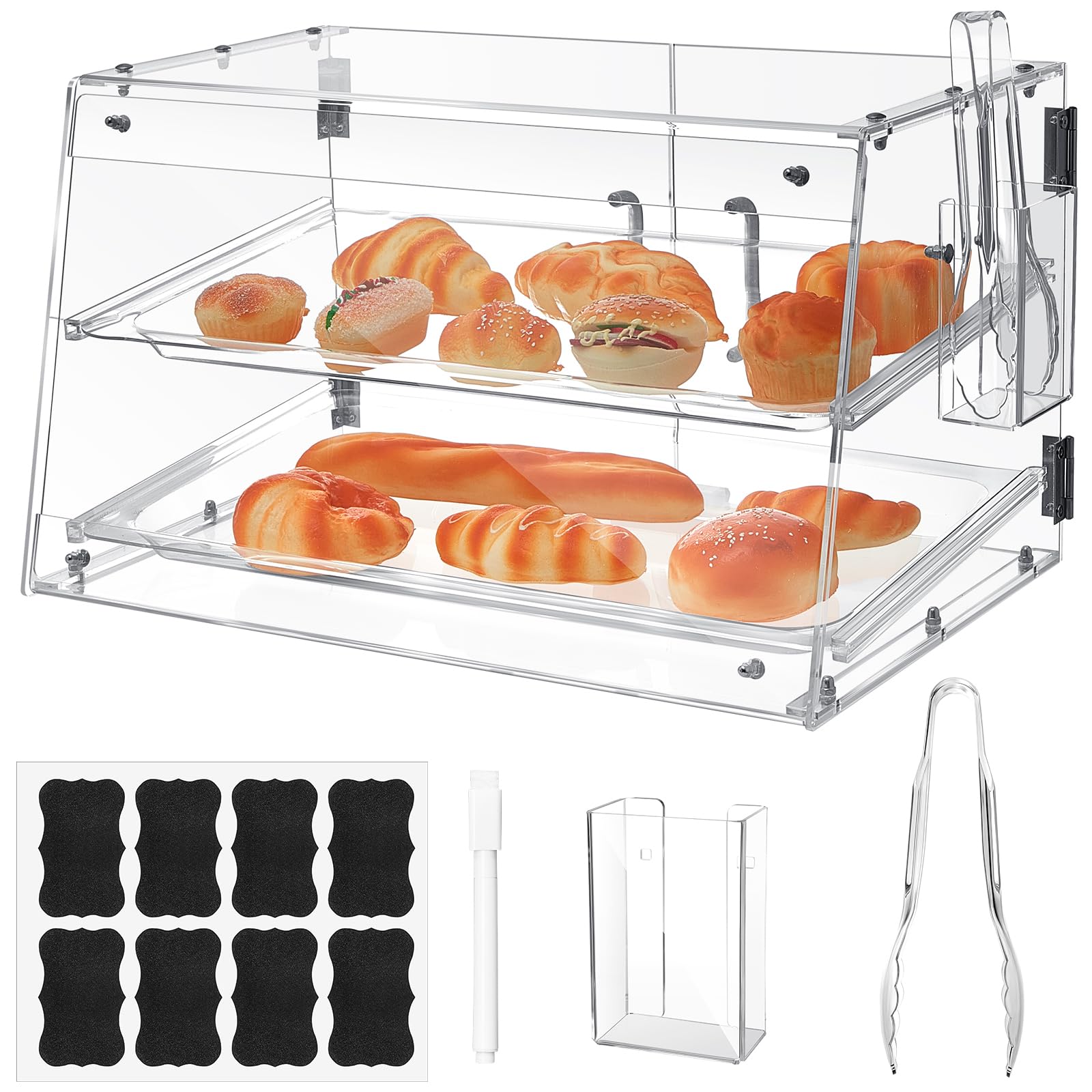 Jinei 3 Tier Tray Acrylic Display Case Bakery Pastry Display Case with