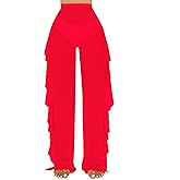 Jumppmile Women's Ruffle Sheer Mesh Swimwear Bikini Cover Up Pants See Through
