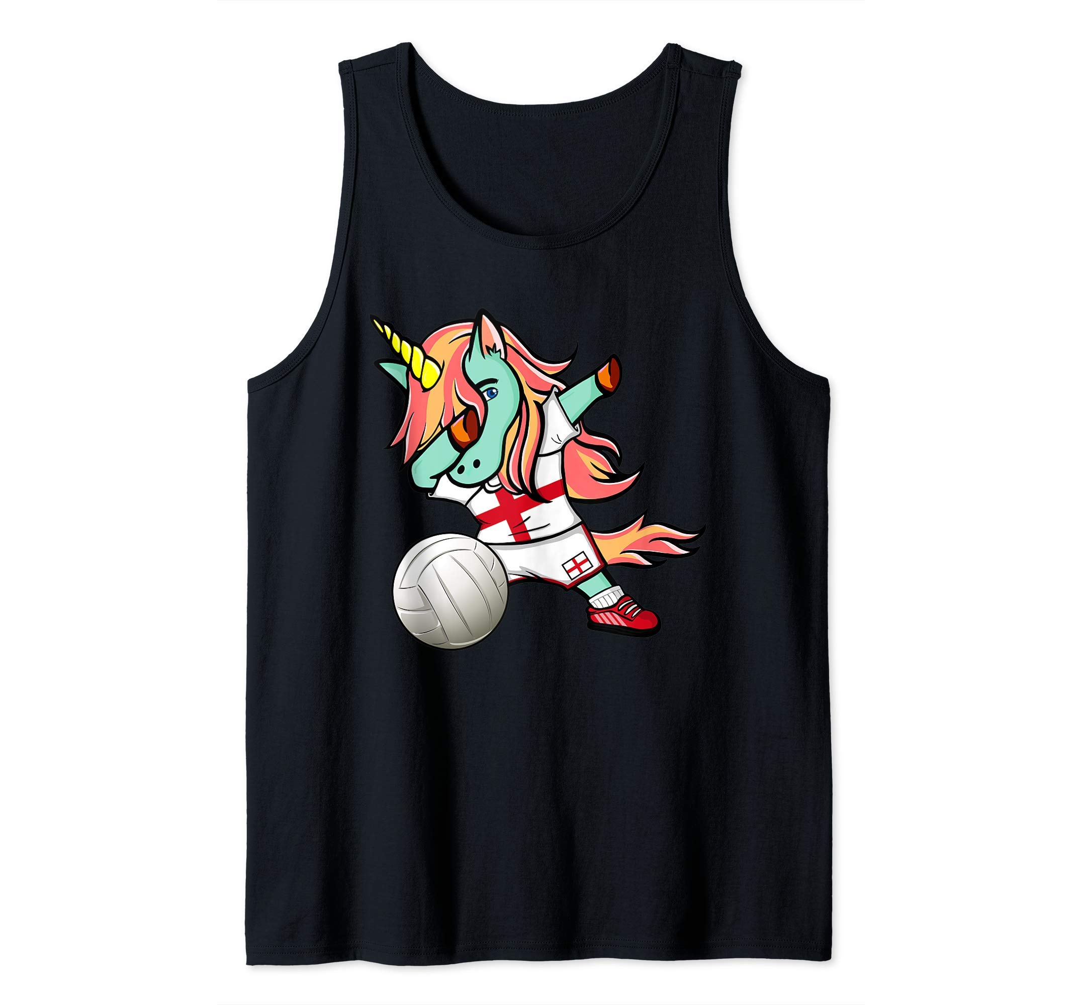 Dabbing Unicorn England Volleyball Lover Jersey English Flag Tank Top