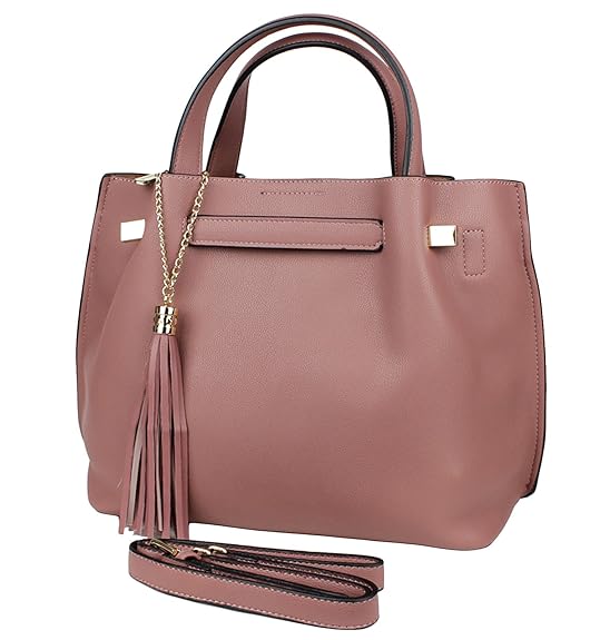 Tom & Eva Damen Handtasche - Clara Kunstleder Henkeltasche mit Quaste Mauve