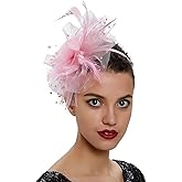 RULTA Fascinators Hats Tea party headpiece feather hat flower with hair clip and headband Suitable for Women.