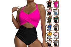 KICILVS Womens One Piece Swimsuits Tummy Control Thong Monokini Cutout High Waisted Bathing Suit Criss Cross Tie Back Swimsuit