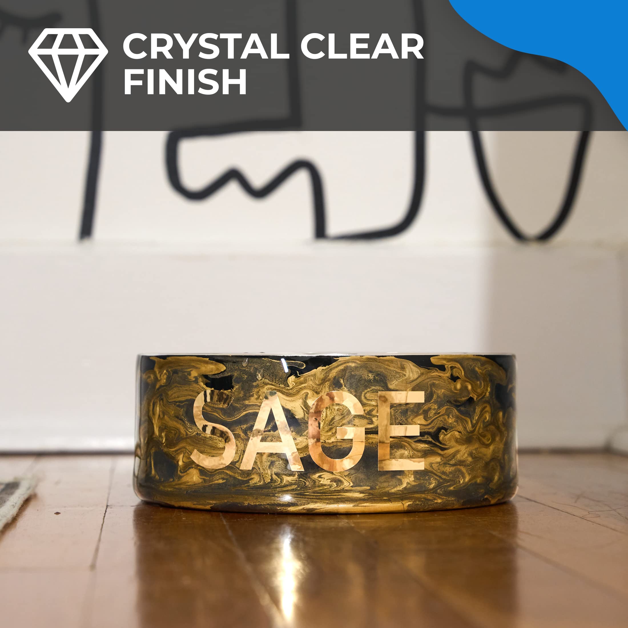 Promise Epoxy Table Top Epoxy Resin Kit 32 oz (16 Oz Resin and 16 Oz Hardener Set) – Clear Coat for Table Top Art with Mixing Cups, and Stir Sticks, Hand Mix DIY Casting Supplies