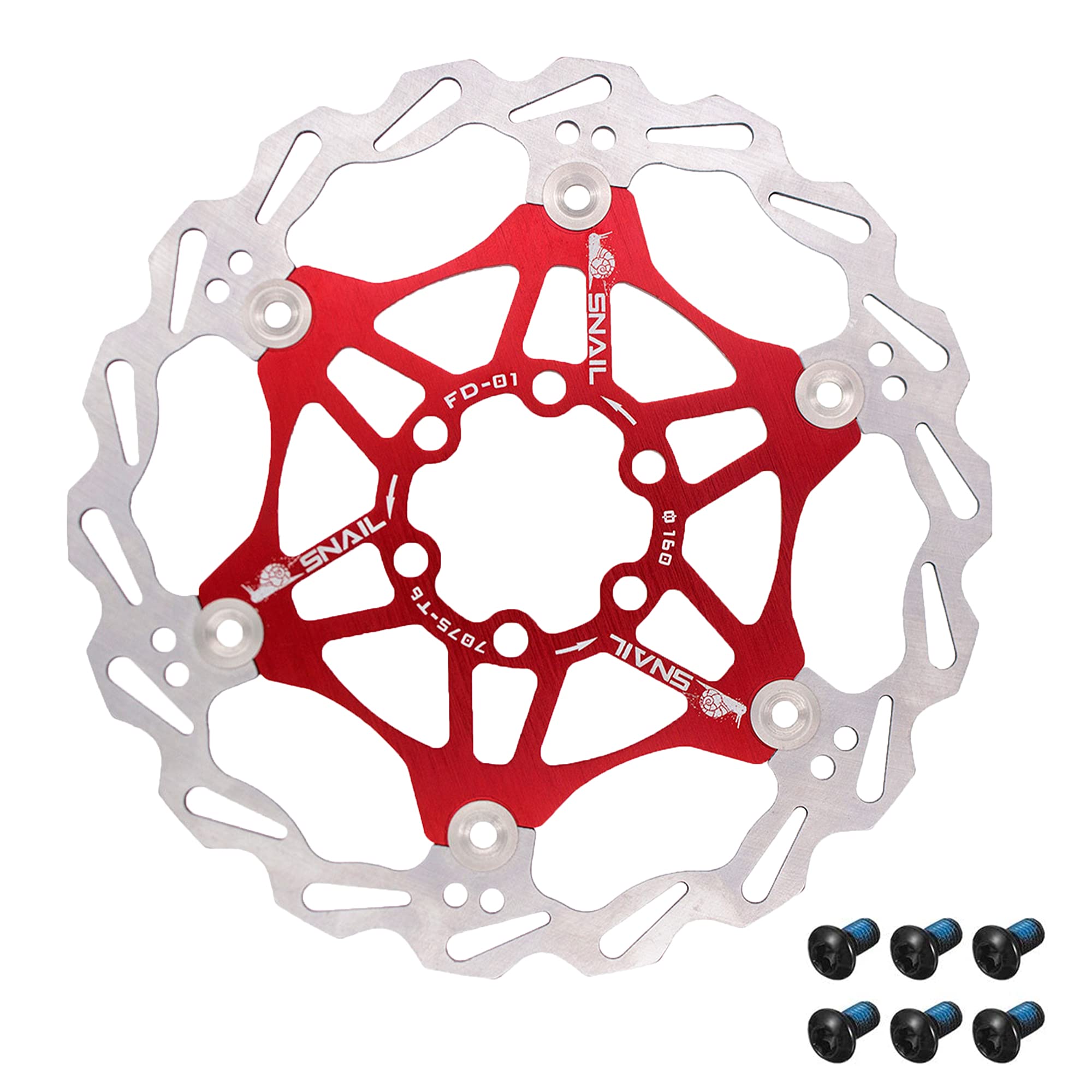 Jane Eyre Bicycle Floating Brake Disc 160 mm/180 mm/203 mm with 6 Screws for MTB Road Bike (Red 203 mm)