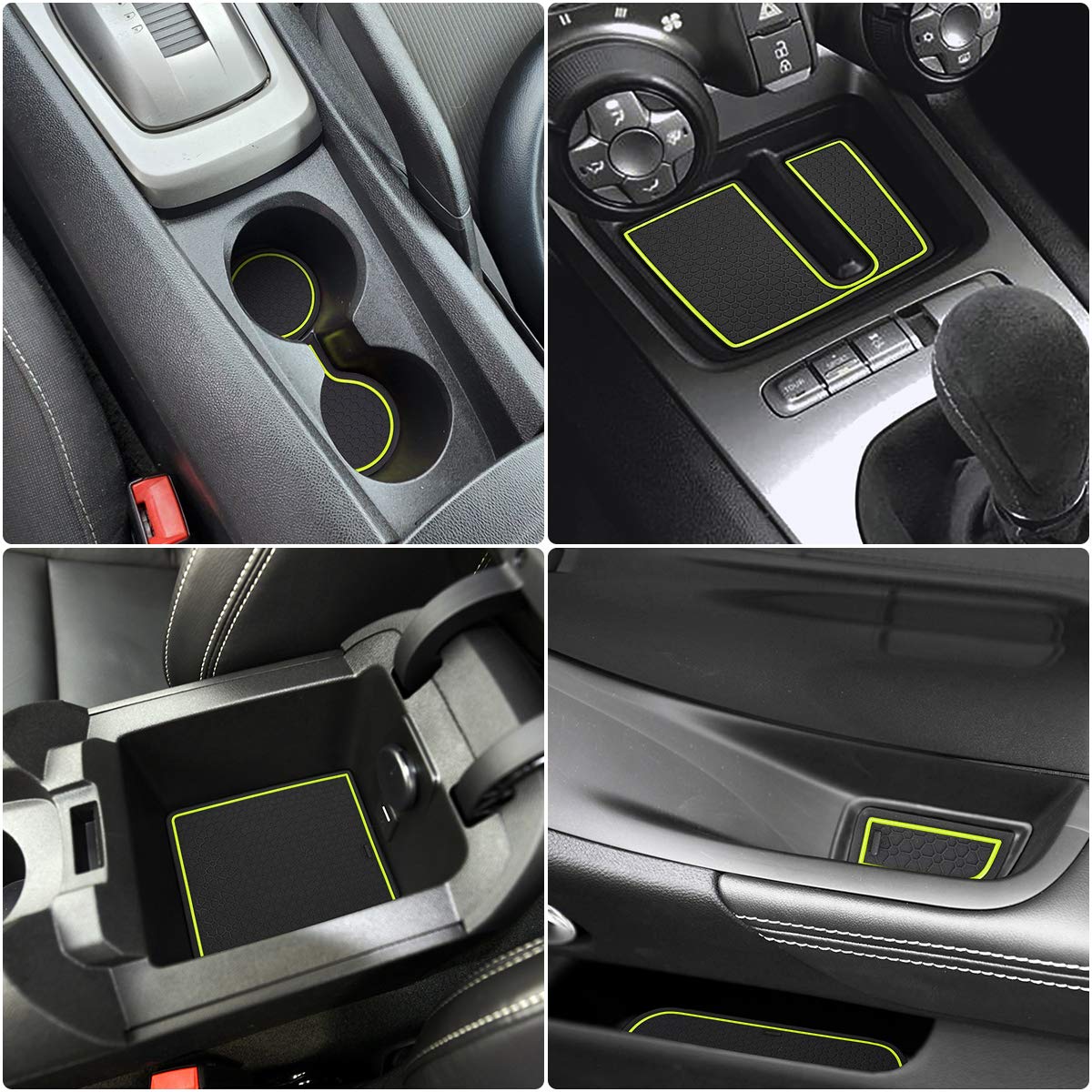 Auovo 8-Piece Interior Liners For Chevy Camaro (2010-2015) - Cup Holder, Console, Door Pocket Mats, Non-Slip, Red - View #10