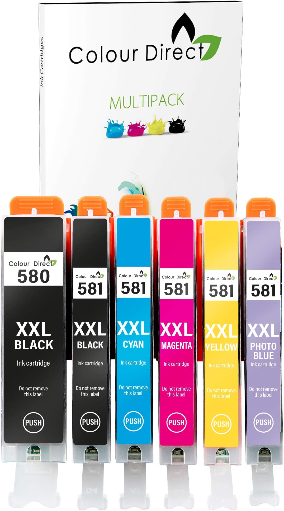Colour Direct PGI-580XXL CLI-581XXL Compatible Ink Cartridges For Canon PGI-580 CLI-581 TS8150 TS8151 TS8152 TS8250 TS8251 TS8252 TS8350 TS8351 TS8352 TS9150 TS9155-6 Pack (Include Photo Blue)
