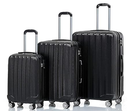 BEIBYE TSA-Schloß 2080 Hangepäck Zwillingsrollen neu Reisekoffer Koffer Trolley Hartschale Set-XL-L-M(Boardcase) (Schwarz, Se