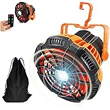 Battery Operated Fan with Carry Bag & Light for Camping Tent & Hammock,Lexenic 2 in 1 Remote USB Rechargeable Small Desk Fan