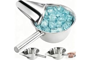 Tlence 2 Pack 55 OZ Metal Ice Scoop, Large Stainless Steel Scooper, Heavy-Duty Flat Bottom Scoops, Stackable Durable Feed Grain Scoop for Restaurant, Kitchen, Bulk Food, Farm Feed, 1.72 Quart