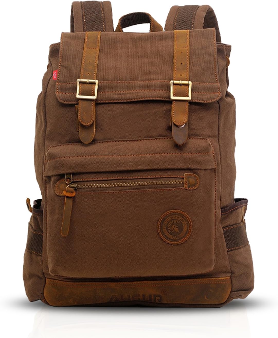 FANDARE 15.6" Laptop Backpack Classic Wear-Resistant Canvas Backpack, Brown, L, Leisure Backpack