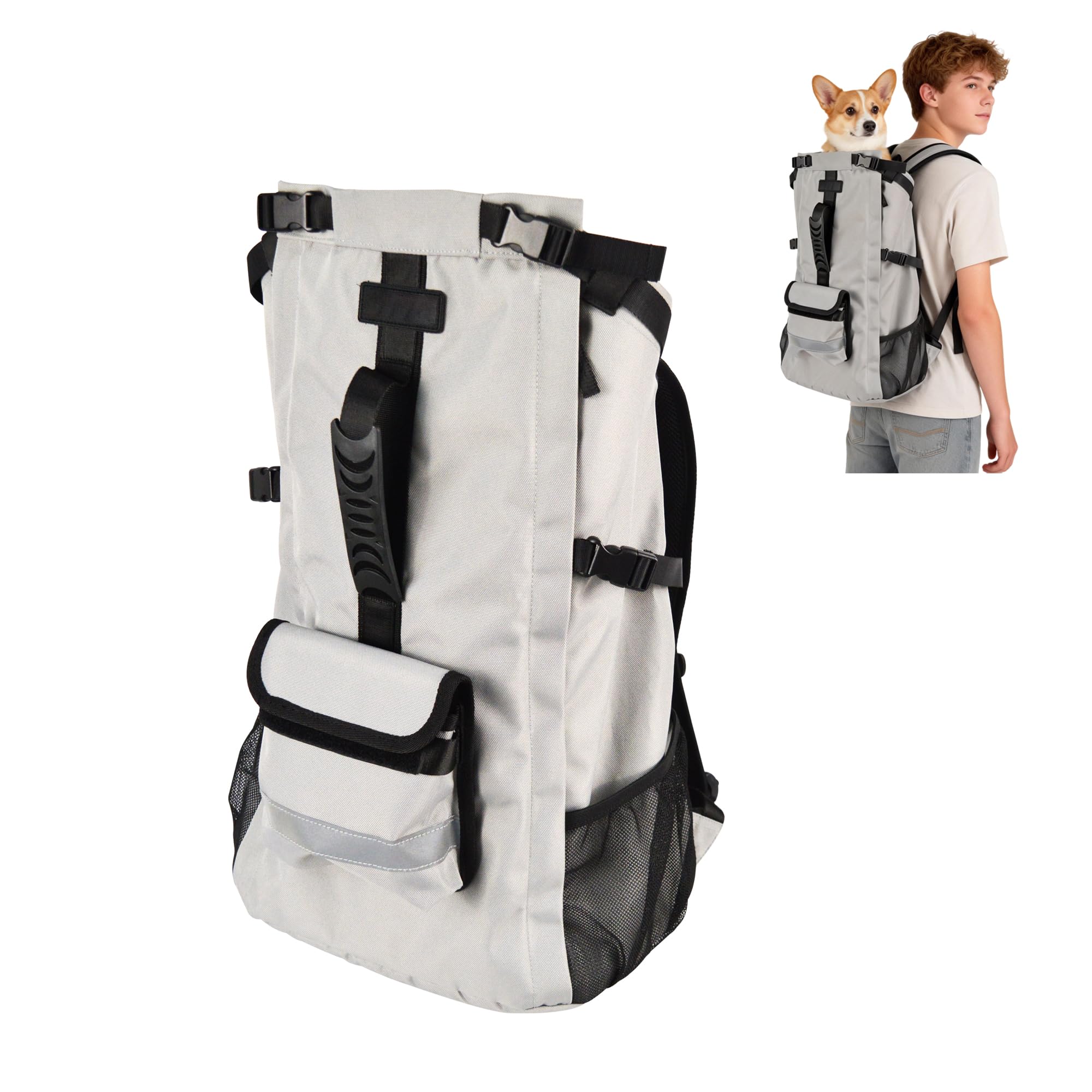 Photo 1 of Dog Carrier Backpack for Medium Dogs, Hiking Bag for Pets Up to 30 lbs - 4-Layer Safety Design with Thick Padded Straps, Built-in Leash & Breathable Mesh, Suitable for Hiking, Cycling, and Travel