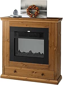 Chimenea Eléctrica Ivy de madera maciza de pino en color marrón lacado