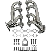 Exhaust Headers 2002&ndash;2013 Silverado Sierra Suburban Tahoe Yukon Escalade 4.8L 5.3L 6.0L 6.2L V8 LS Style Engines 304 Stainless Steel Right Side Beveled Flange