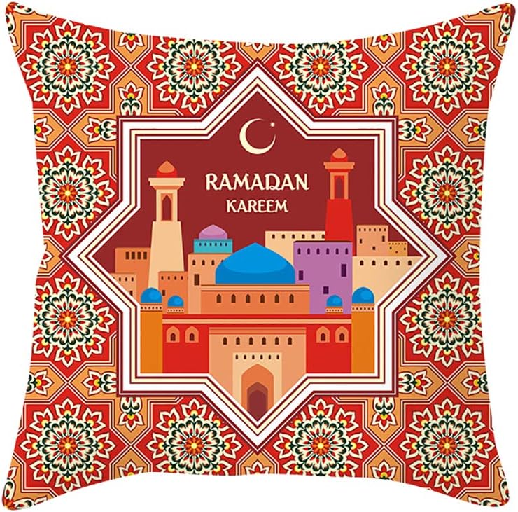 Rancheng 18 X18 Ramadan Pillowcase Islamic Ramadan Festival Pillow Case Printing Cotton Cushion Cover Sofa Bedroom Home Patio Car Pillow Cover
