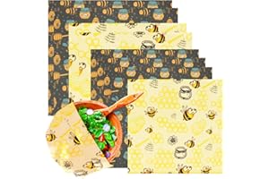 Beeswax Wraps | Reusable Sandwich Wraps | 8 Sheets (30cm/25cm/20cm/18cm)| Washable Food Bowl Covers for Bread, Cheese | Plast