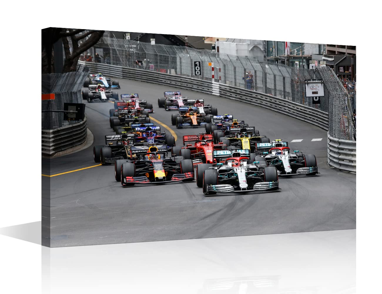 TISHIRON F1 Racing Car Canvas Art Wall House Decor New Formula One Sports Car Wall Art Paitings Rustic Home Decorate for Living Room Bedroom Office Posters Prints Framed Ready to Hang - 18" W x 12" H