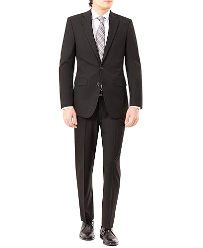 Van Heusen Men's Modern Slim Fit Flex Stretch Suit, Black, 40 Long