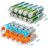 BingoHive 2 Packs Clear Width Adjustable Soda Can Organizer for Refrigerator Expandable Soda Can Dispenser for Beer Soda Seltzer Pop Can Soda Expand Organizer for Fridge Kitchen Pantry