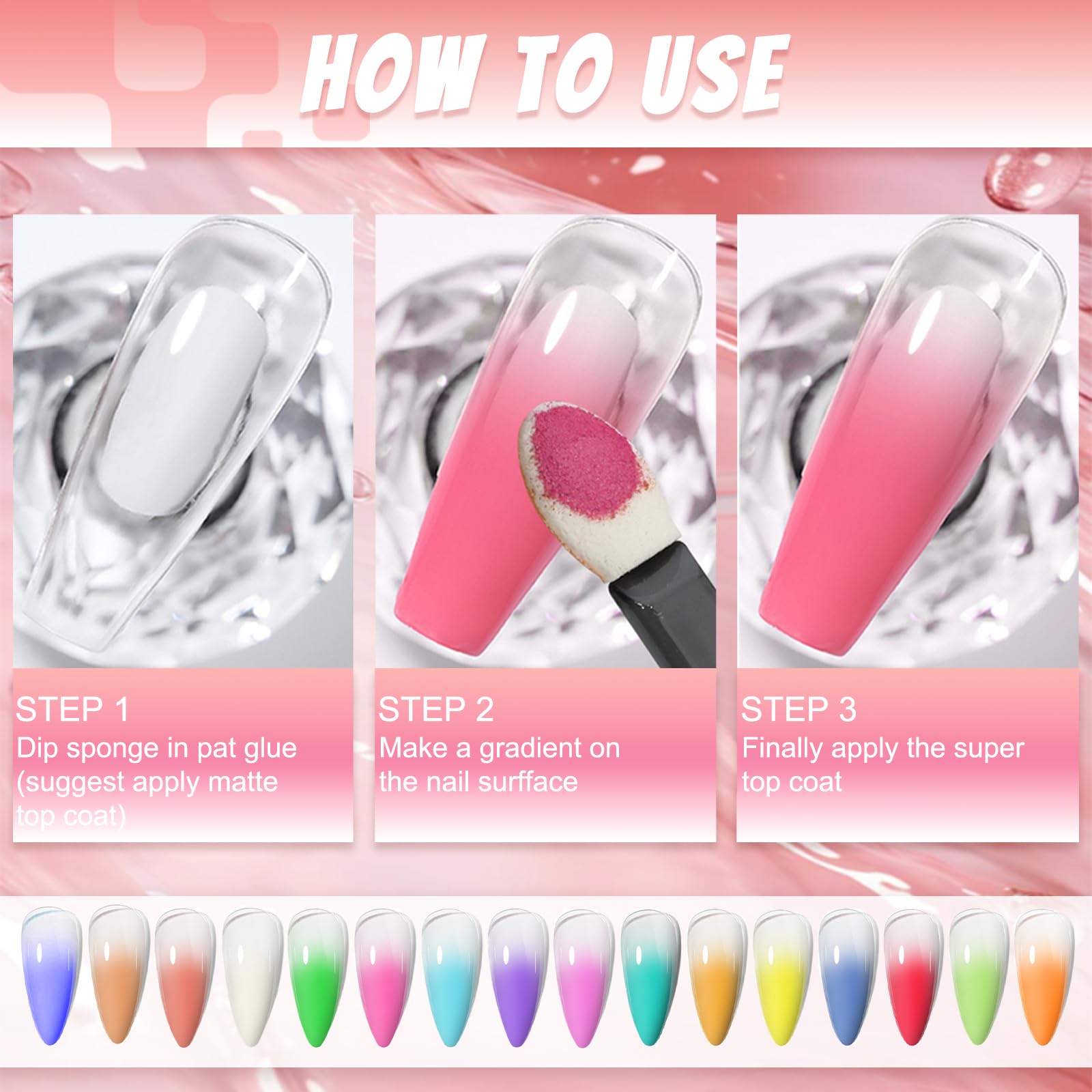 MKNZOME Nail Pigment Powder Palette, 16 Colors Solid Pigment Powder for Nails Set Pigmentos para Uñas, Nail Art Palette Manicure DIY Accessories - Image 3