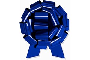 InstaBows Large Blue Gift Bow 12" Metallic Pull String Bow Perfect for Gift Wrapping Big Presents Cars Bikes & More