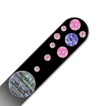 Mont Bleu Mini-Glasnagelfeile von Hand dekoriert mit Swarovski Elements, geliefert in einer Hülle aus schwarzem Samt | Echtem