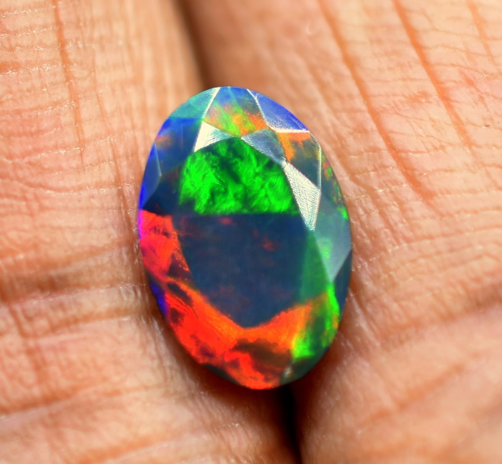 AAAA+ Certified Natural 8-10 mm Oval Shape Faceted Black Opal Gemstone Multi Fire Premium Smoked Welo Opal for Earrings Ring Necklace Jewelry Making Supplies Healing Crystals Loose Gemstones