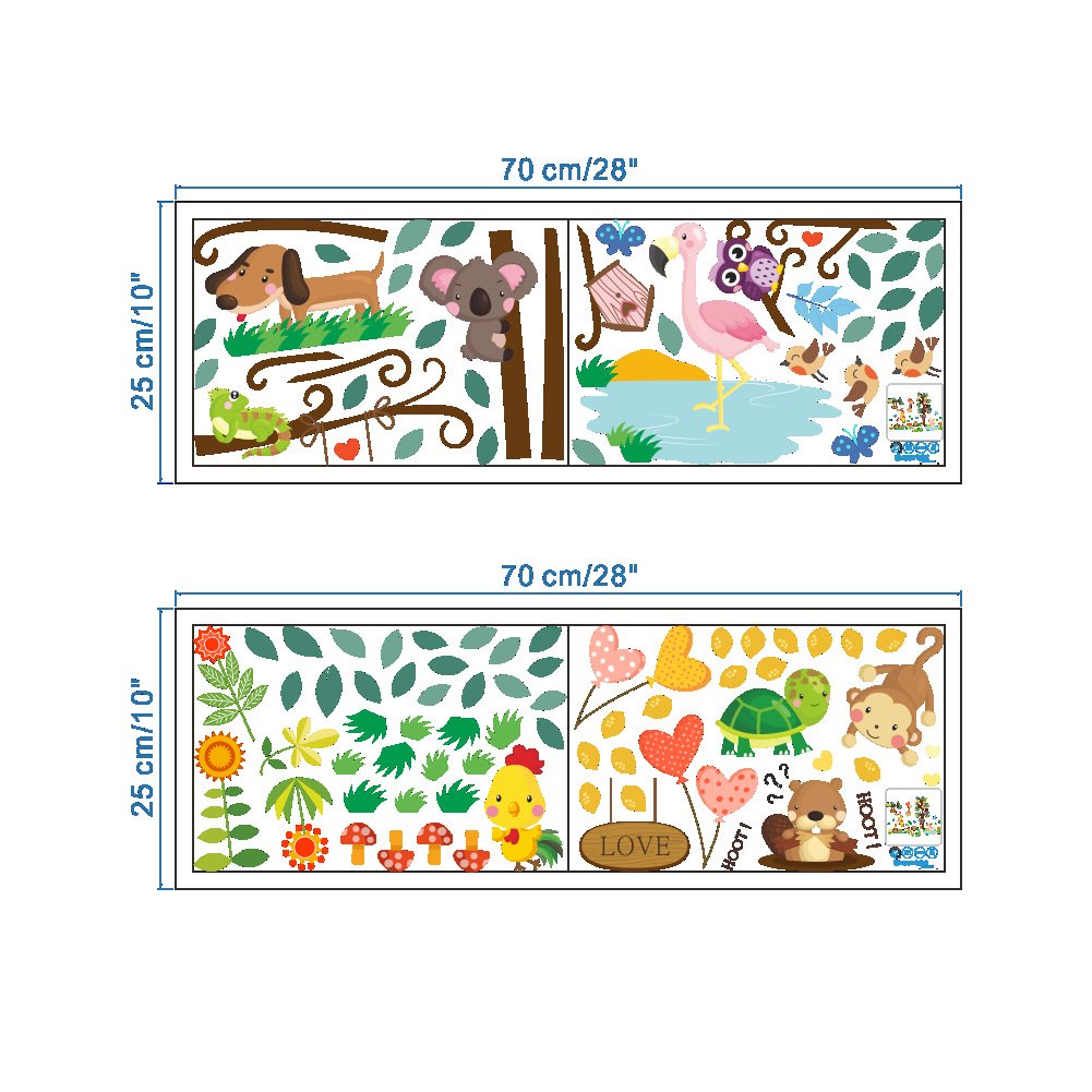 Epf Lk Accessoires Et Decorations Decoration De La Maison Wallpark Dessin Anime Animal Foret Zoo Mignon Singe Hibou Chien Arbre Amovible Stickers Muraux Autocollants Enfants Bebe Chambre Pepiniere Diy Decoratif Adhesif Stickers Mural