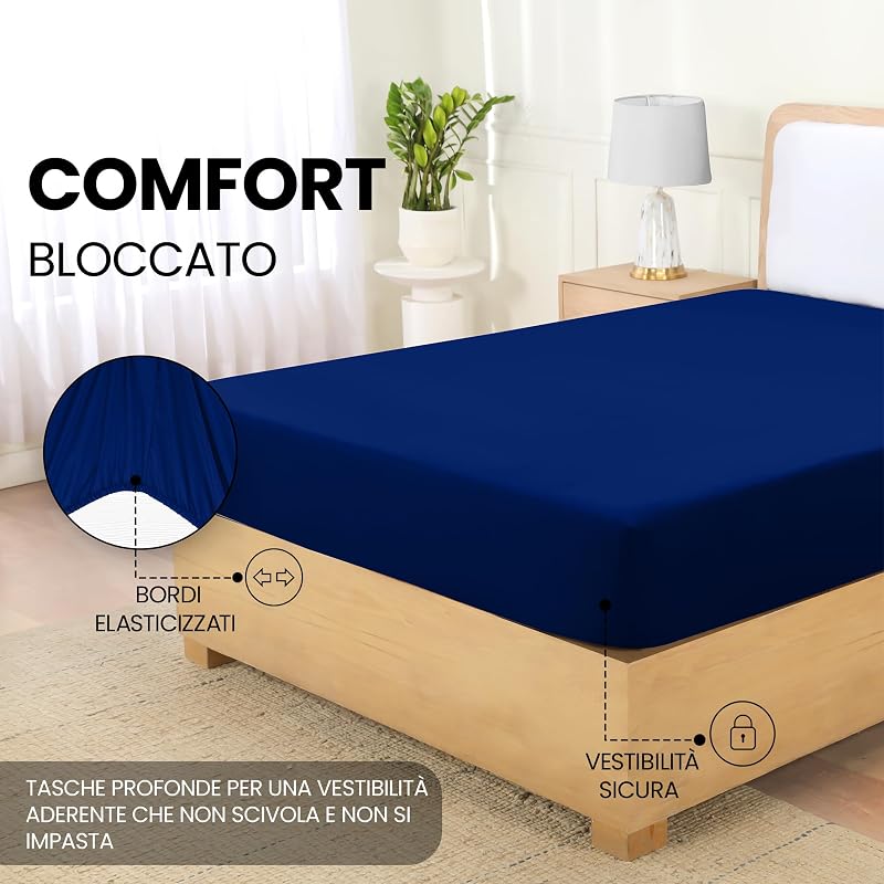 Lenzuolo con Angoli - 180 x 200 cm - Blu Reale