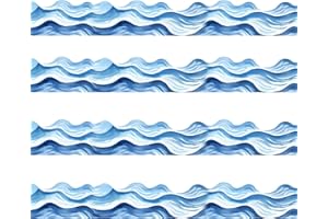 Ocean Waves Bulletin Board Borders 3 x 11 Inch Summer & Back to School Theme Party Classroom Decorations,30 Pcs