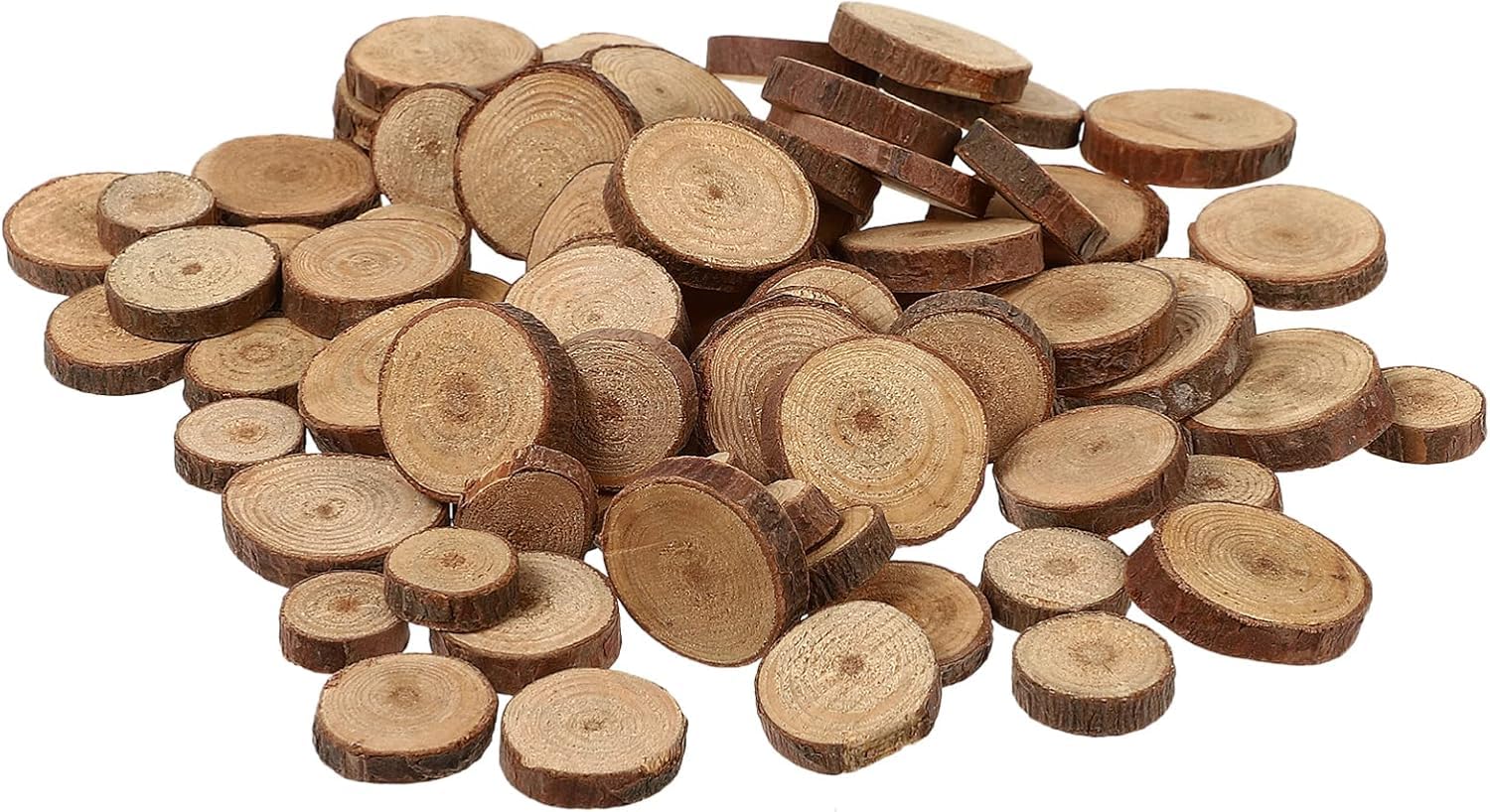 Photo 1 of IMIKEYA 100pcs 1.5-3CM Wood Log Slices Discs Unfinished Wooden Slices Crafts Blank Wood Slices for Christmas Wedding Party DIY Crafts Home Decor…