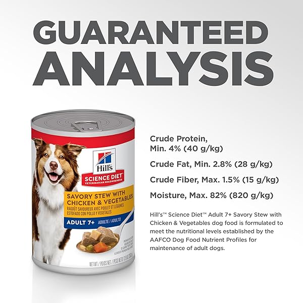 HILL’S SCIENCE DIET ADULT 7+ WET DOG FOOD, CHICKEN & VEGETABLES, 12.8 OZ. CANS, 12-PACK