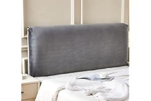 Zion Praiser Stretch Velvet Bed Headboard Slipcover Fabric Solid Color Dustproof Protector Cover for Upholstered Headboard Dark Gray Cal King