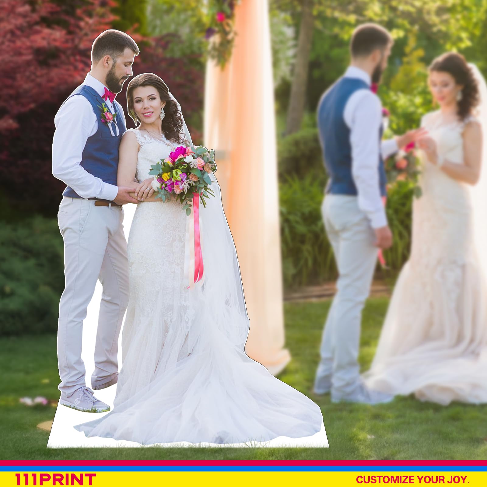 111PRINT Custom Life Size Cardboard Cutout, Personalized Photo Standup, High Resolution Print, Decor for Weddings, Birthdays, Graduations & Events, 1-8 FT to Choose, Upload Your Photo