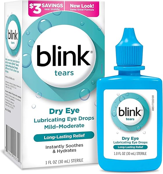 BLINK TEARS LUBRICATING EYE DROPS, MOISTURIZING & SOOTHING FOR MILD TO MODERATE DRY EYES, WITH HYALURONATE, REDUCES DISCOMFORT, LONG-LASTING HYDRATION, SOOTHES & MOISTURIZES, 1 FL OZ