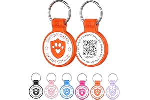 ilFindYou Silicone Cat Tags Personalized Small for Pet Collars, QR Code Cat Name Tags, Scan Location Alerts, Orange S