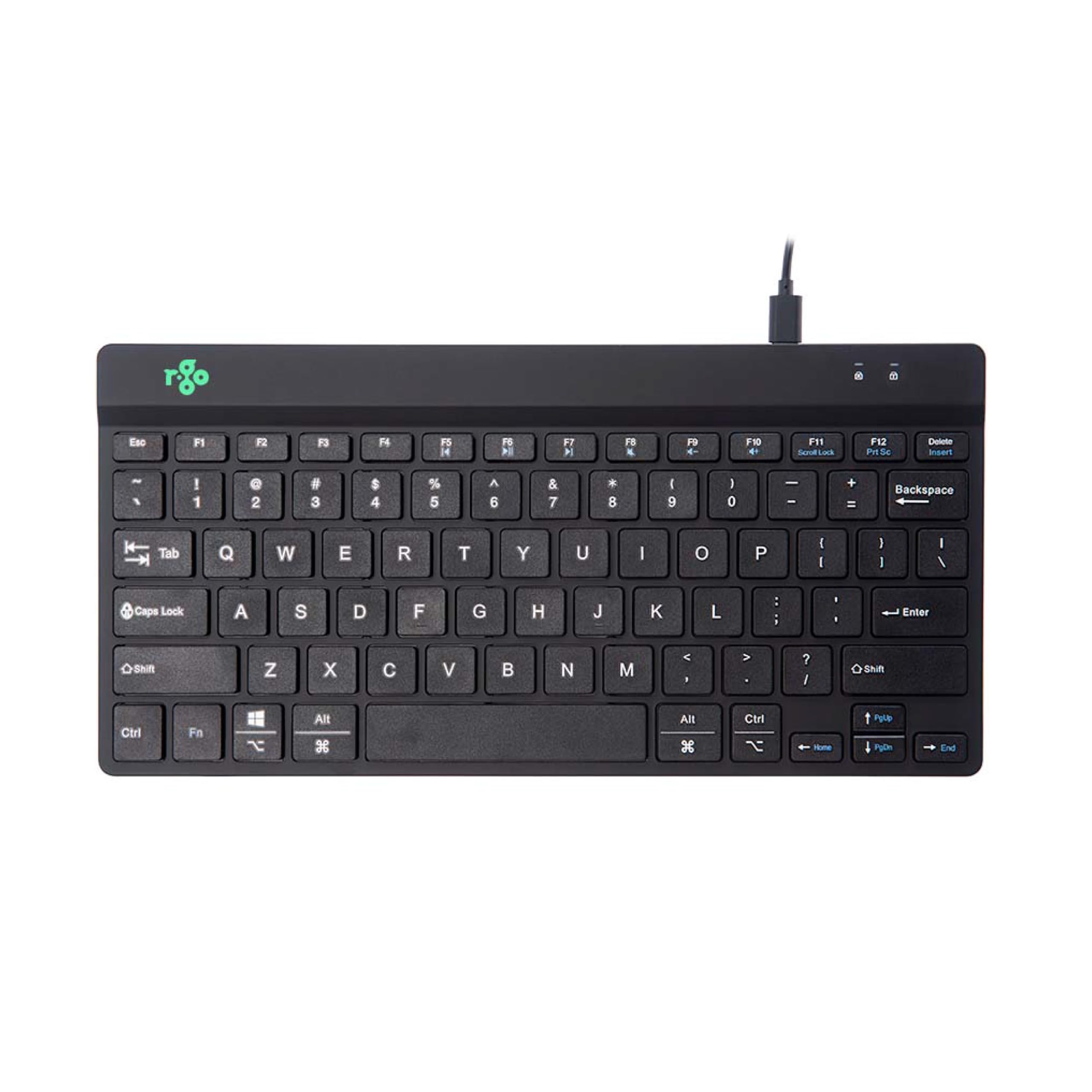 R-Go Tools R-Go Compact Break keyboard, With pause indicator, Ergonomic Flat design, QWERTY (US layout), Wired, Support Windows/Mac/Linux, Black