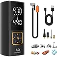 Tire Inflator Portable Air Compressor Auto Air Pump for Car Tire Accessories with Digital Pressure Gauge 3X Faster Inflation Rechargeable Air Pump for Car Motorcycle Bike Ball Power Bank LED Light