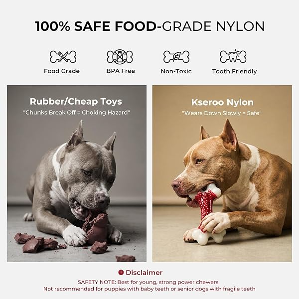 KSEROO 6-PACK INDESTRUCTIBLE DOG TOYS FOR AGGRESSIVE CHEWERS: BEEF FLAVORED HARD NYLON BONE CHEW TOYS, TOUGH DOG CHEW TOYS FOR LARGE DOGS, DOG TOYS TO KEEP THEM BUSY FOR MEDIUM LARGE BREED, RED