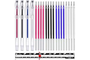 Sunioine 4 Colors Heat Erasable Pens for Fabric with 20 Refills, Heat Erasable Fabric Marking Pens for Sewing Quilting Crafts DIY Dressmaking Tailors Chalk Fabric Markers