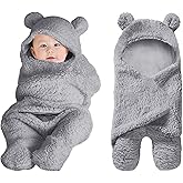 XMWEALTHY Cute Baby Items Newborn Plush Nursery Swaddle Blankets Soft Infant Girls Clothes Grey